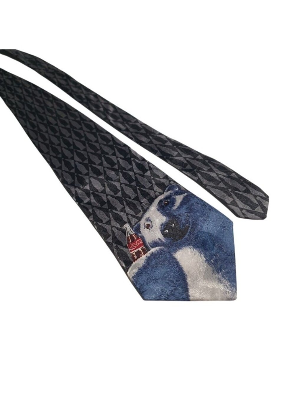 Coca Cola Polar Bear Necktie Black Gray Holiday Menswear Silk Accessory Gift